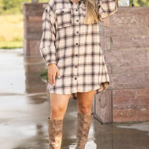 Plaid Button-Up Mini Dress